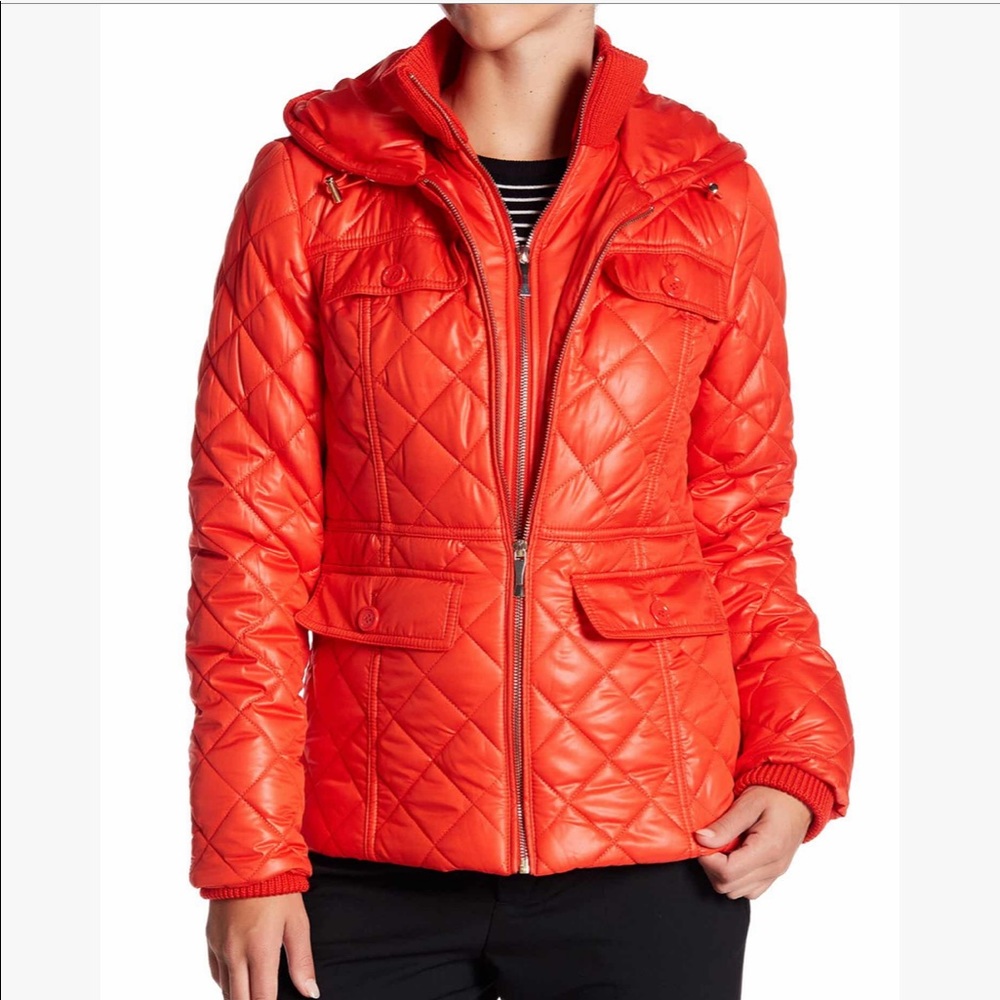 Kate Spade Quilted Hooded Double Front Zip Jacket